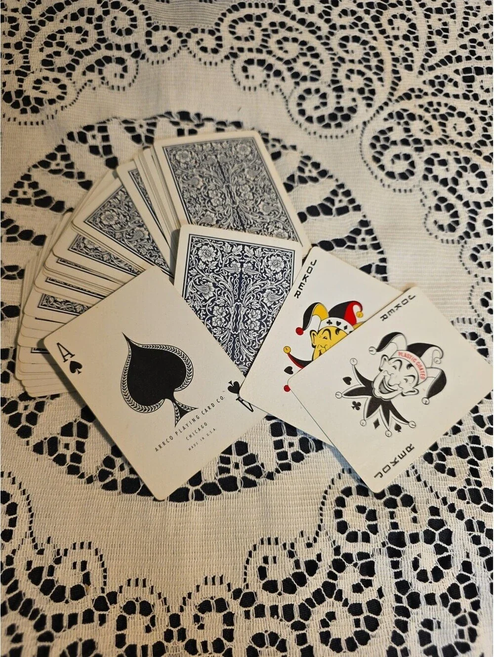 Arrco Playing Cards Blue & White Floral
